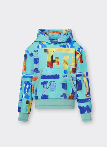 Ferrari Sweatshirt with hood and Graffiti Multicolor print Aquamarine 48543fK