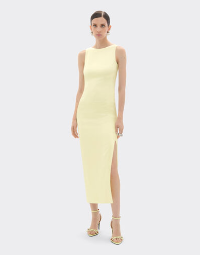 Ferrari Robe longue en satin stretch Jaune Iris 49931f