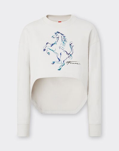 Ferrari Sudadera con gráficos de caballos rampantes Ecru 22058f