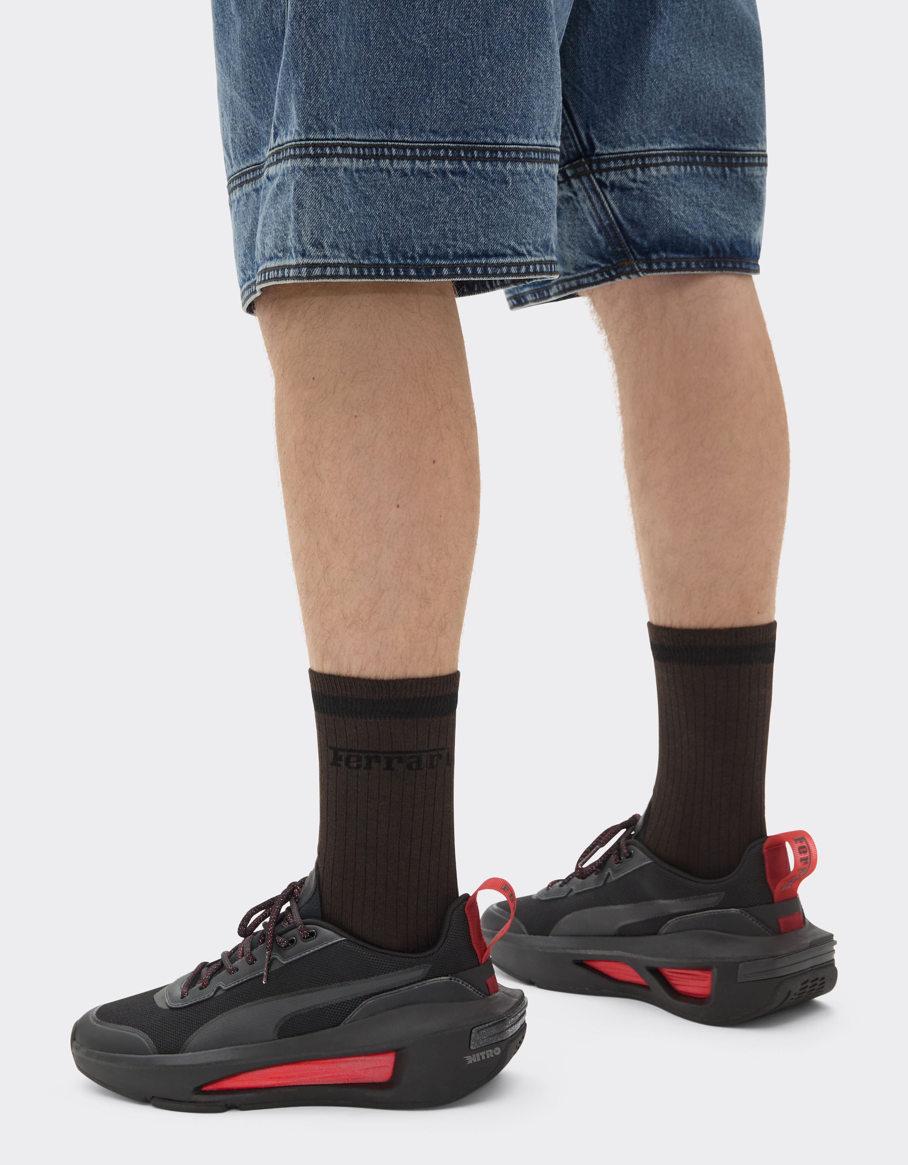 Ferrari Long cotton socks with Ferrari logo Dark brown 49190f