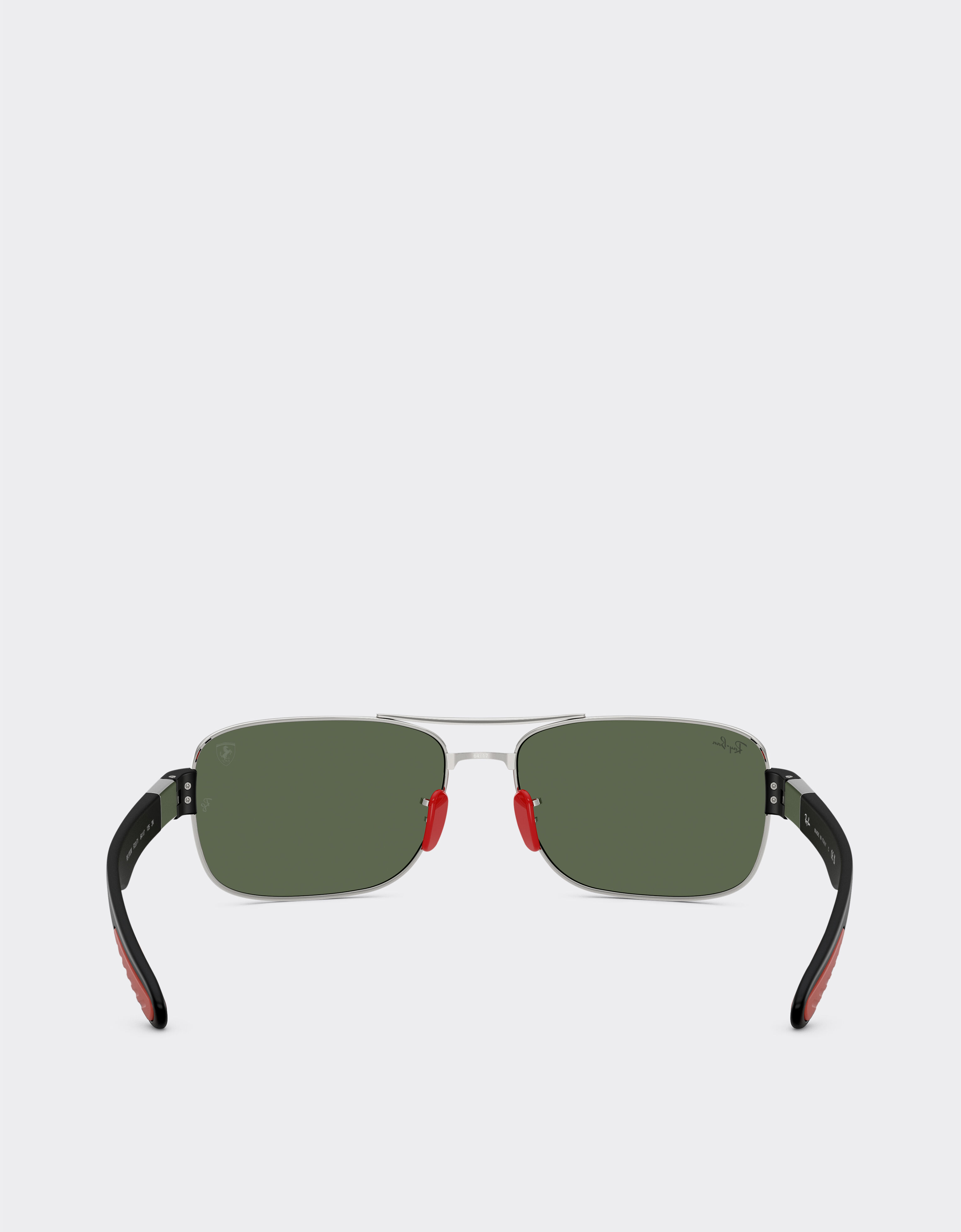 Ferrari Ray-Ban for Scuderia Ferrari RB3763M in metallo argento e plastica nera con lenti verde scuro Silver LA01Ff