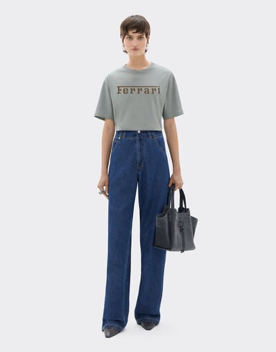 Ferrari T-shirt in cotone con logo Ferrari Grey CJNTH0006JCO0045f