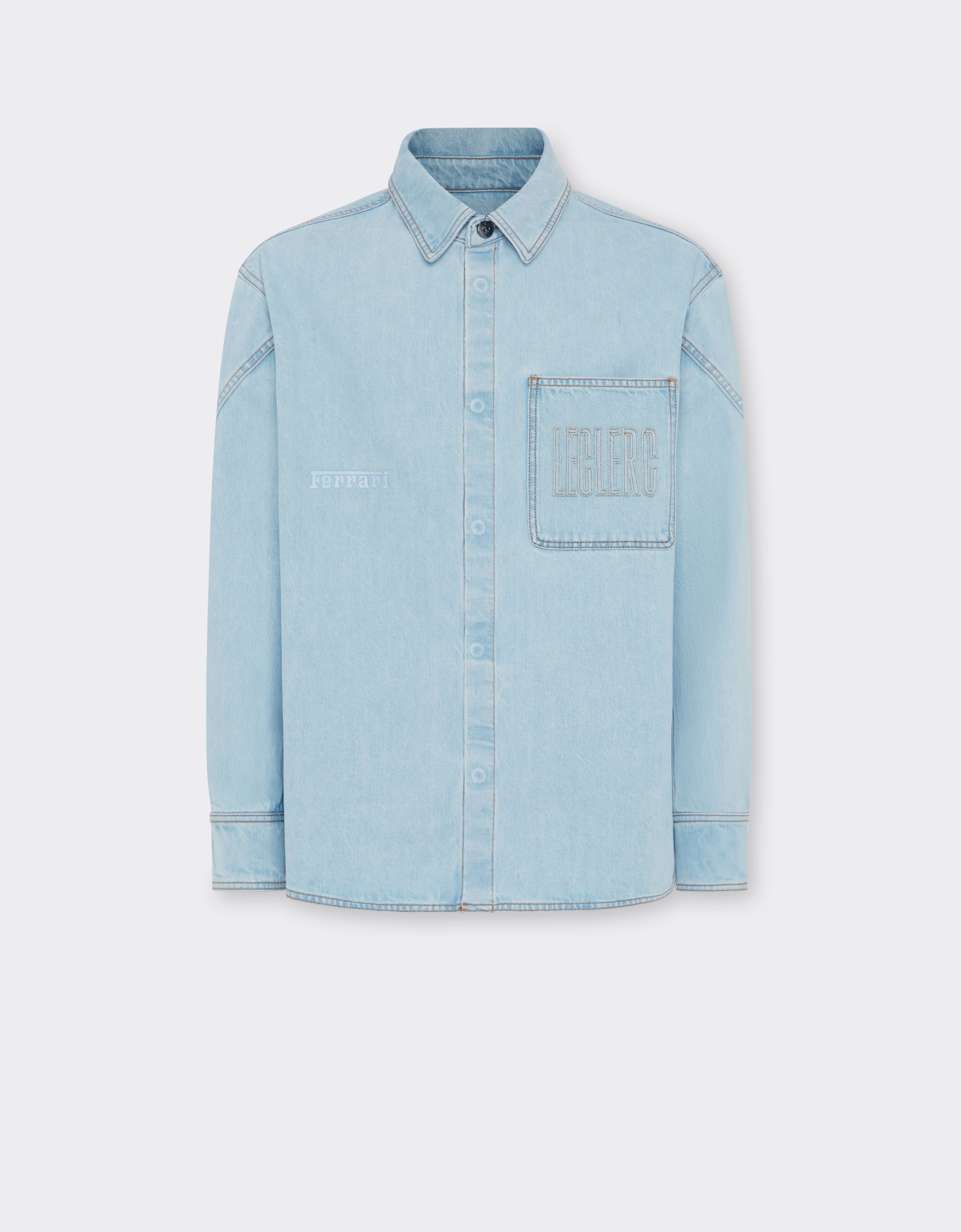 Ferrari Camisa vaquera Ferrari x Charles Leclerc Denim claro 22265f