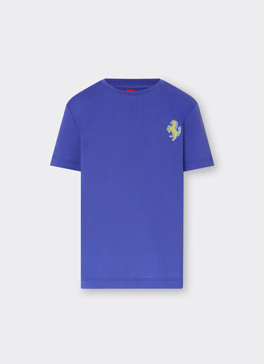 Ferrari T-Shirt mit „Cavallino Rampante“-Aufnäher Pastellblau 48528fK