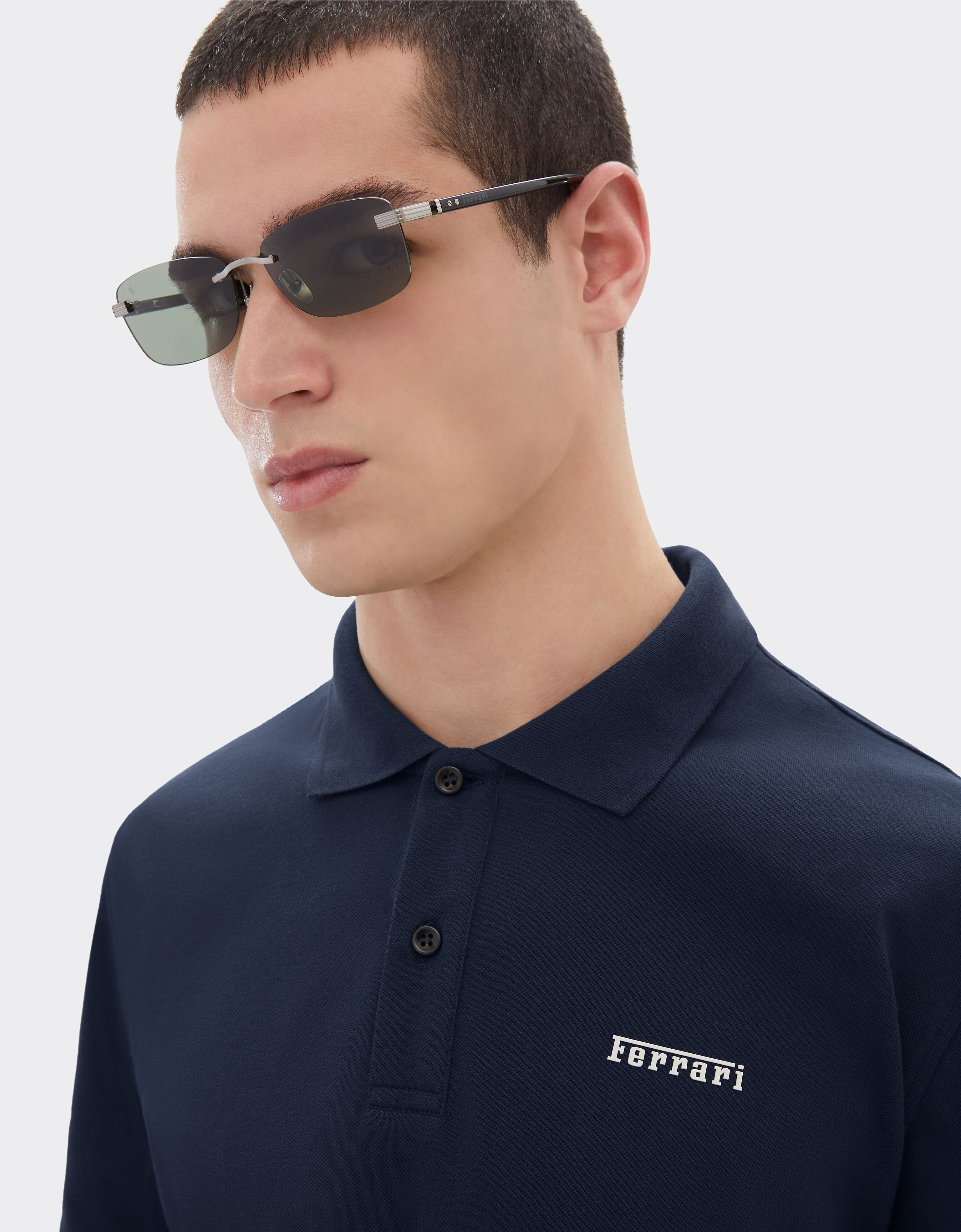 Cotton polo shirt with Ferrari logo Ferrari Cotton polo shirt with Ferrari logo Navy 51058f