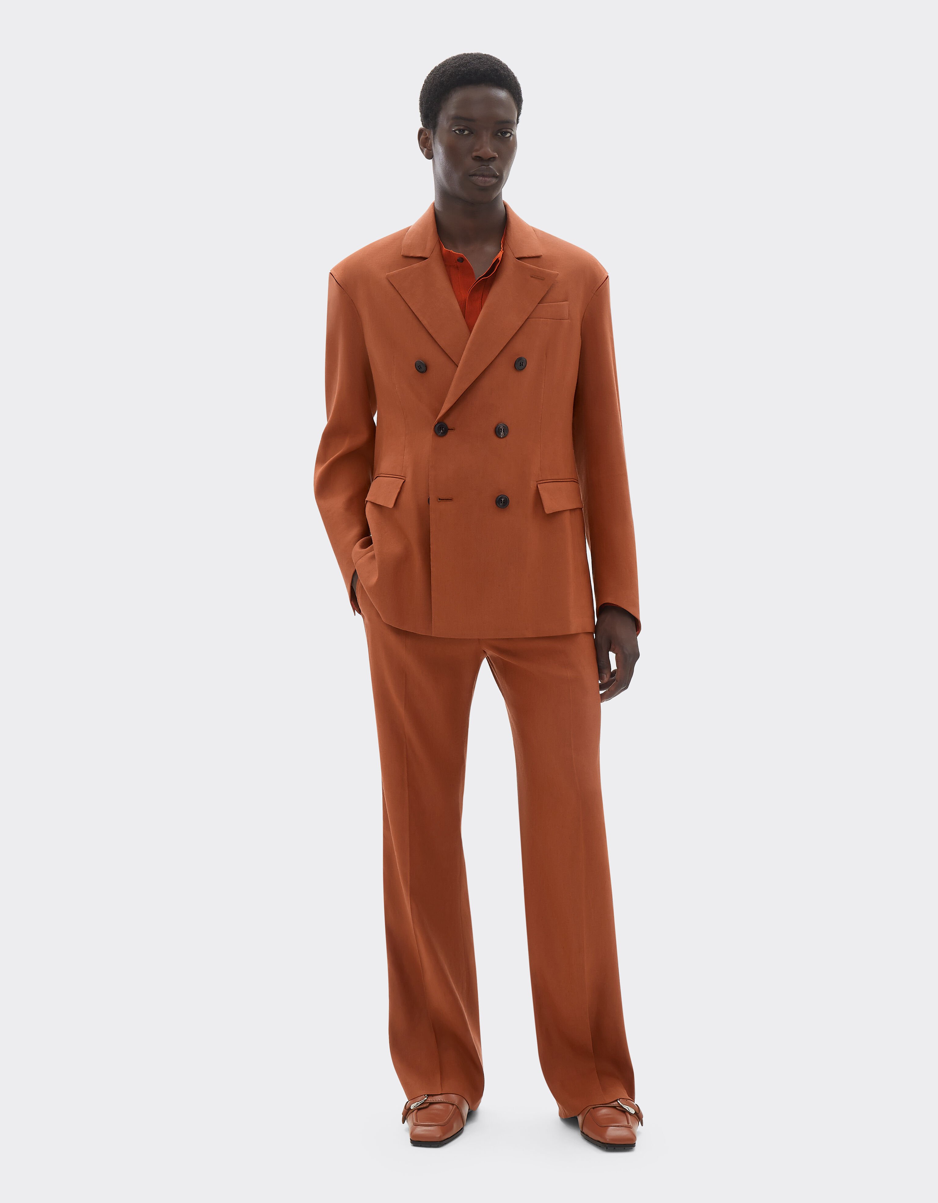 Ferrari Blazer in linen and viscose gabardine Tabacco 22088f