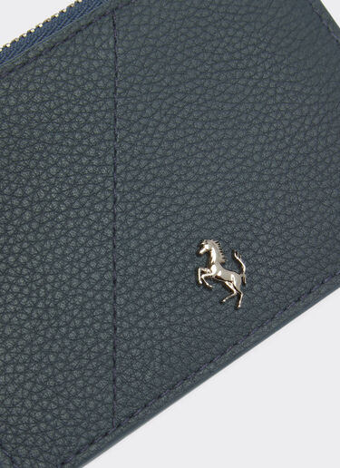 Ferrari Textured leather card holder with zip Navy 20625f