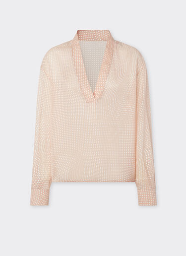 Camicia in voile di seta con stampa Cavallino Dots Ferrari Camicia in voile di seta con stampa Cavallino Dots Nude 22442f