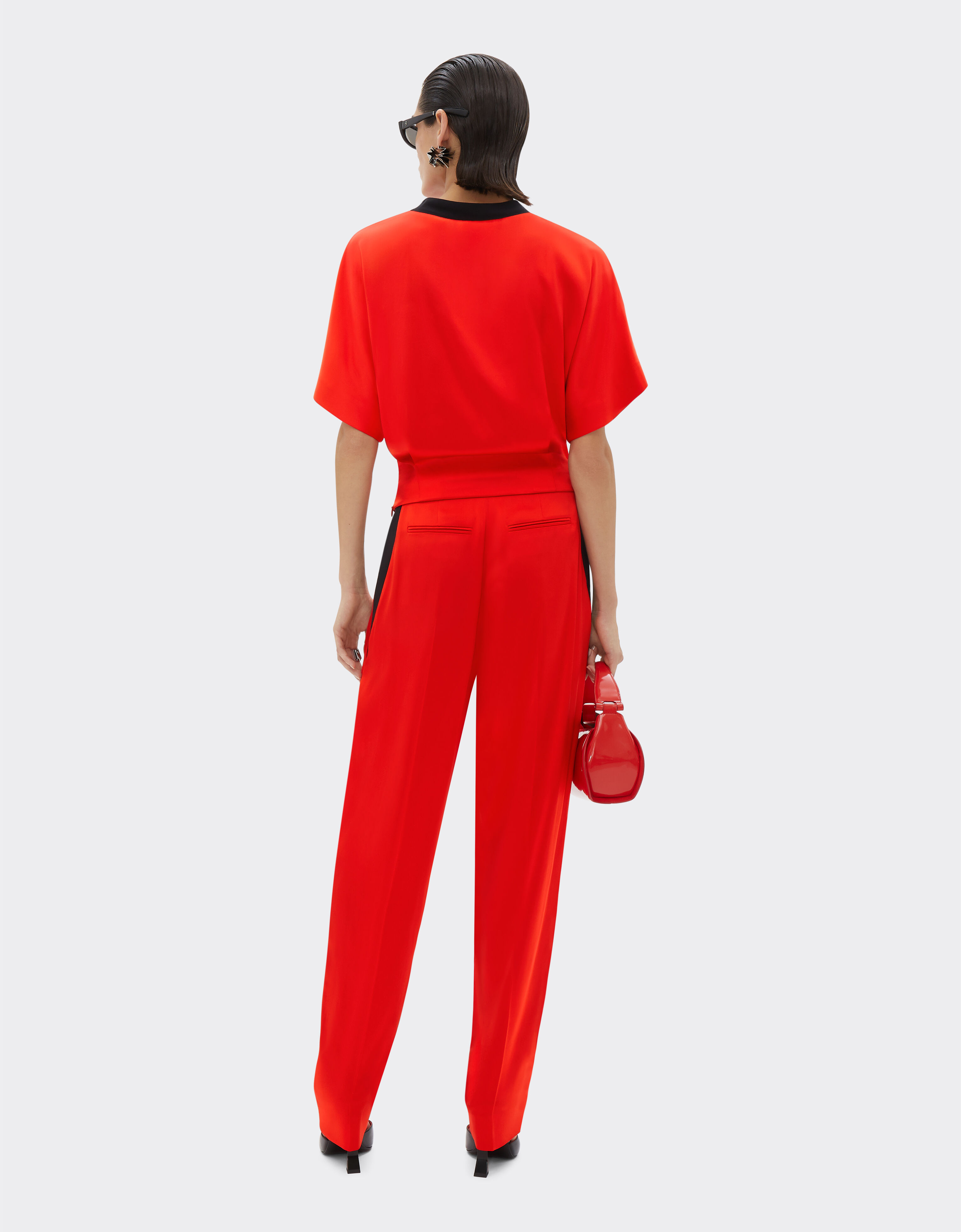 Ferrari Chinos in stretch satin twill Rosso Dino 21660f
