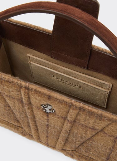 Ferrari GT micro tote bag in wool tartan and suede leather Ferrari Ferrari GT micro tote bag in wool tartan and suede leather Espresso 49126f