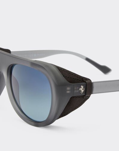 Ferrari Ferrari matt grey sunglasses with leather details and polarised lenses Ingrid F1255f