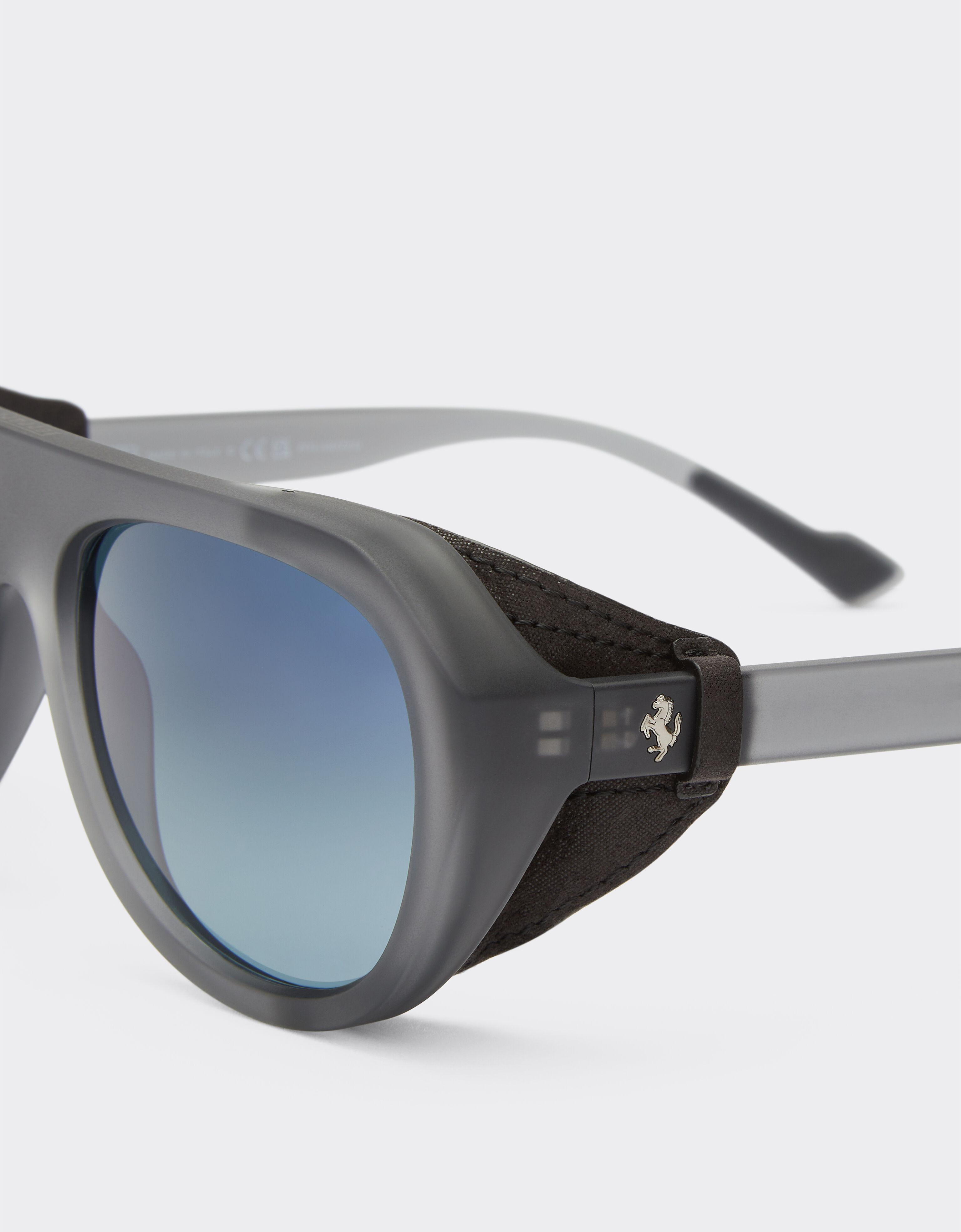 Ferrari Ferrari matt grey sunglasses with leather details and polarised lenses Ingrid F1255f