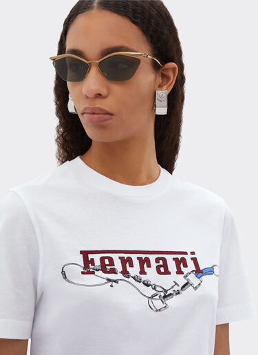 Ferrari Cotton T-shirt with embroidered Ferrari logo Optical White 50844f