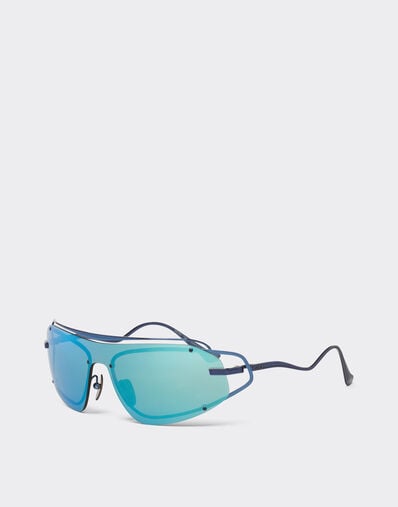 Ferrari Gafas de sol Ferrari de titanio azul con máscara de espejo azul Azul escocés LA02Zf