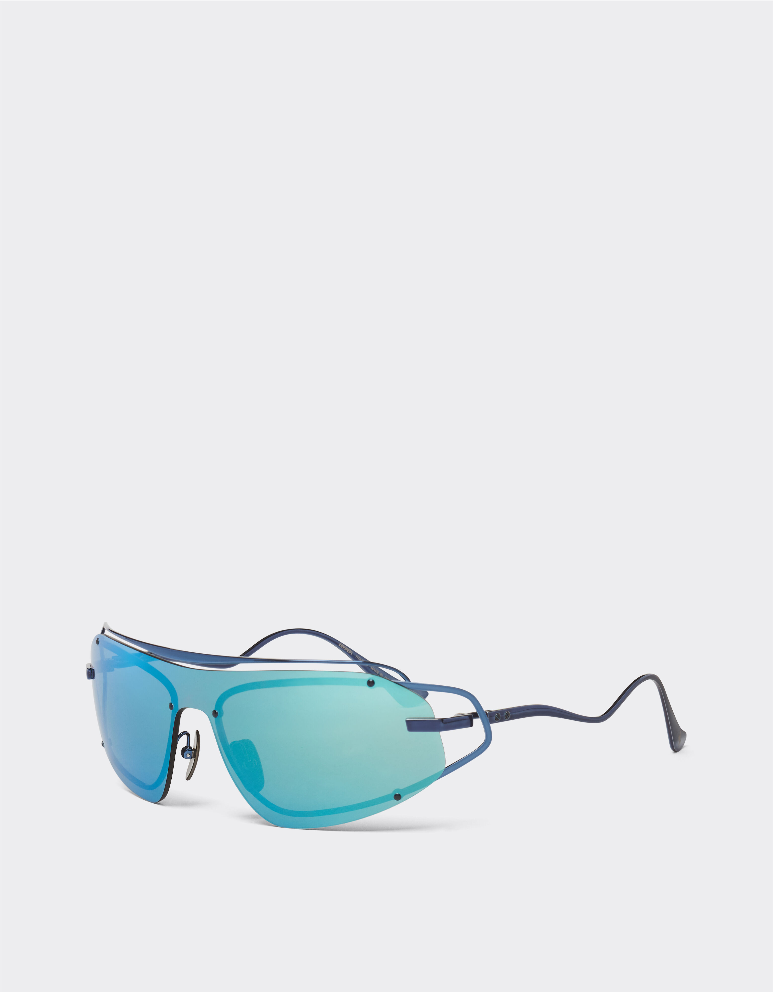 Ferrari Ferrari sunglasses in blue titanium with mirror light blue shield Blu Scozia LA02Zf