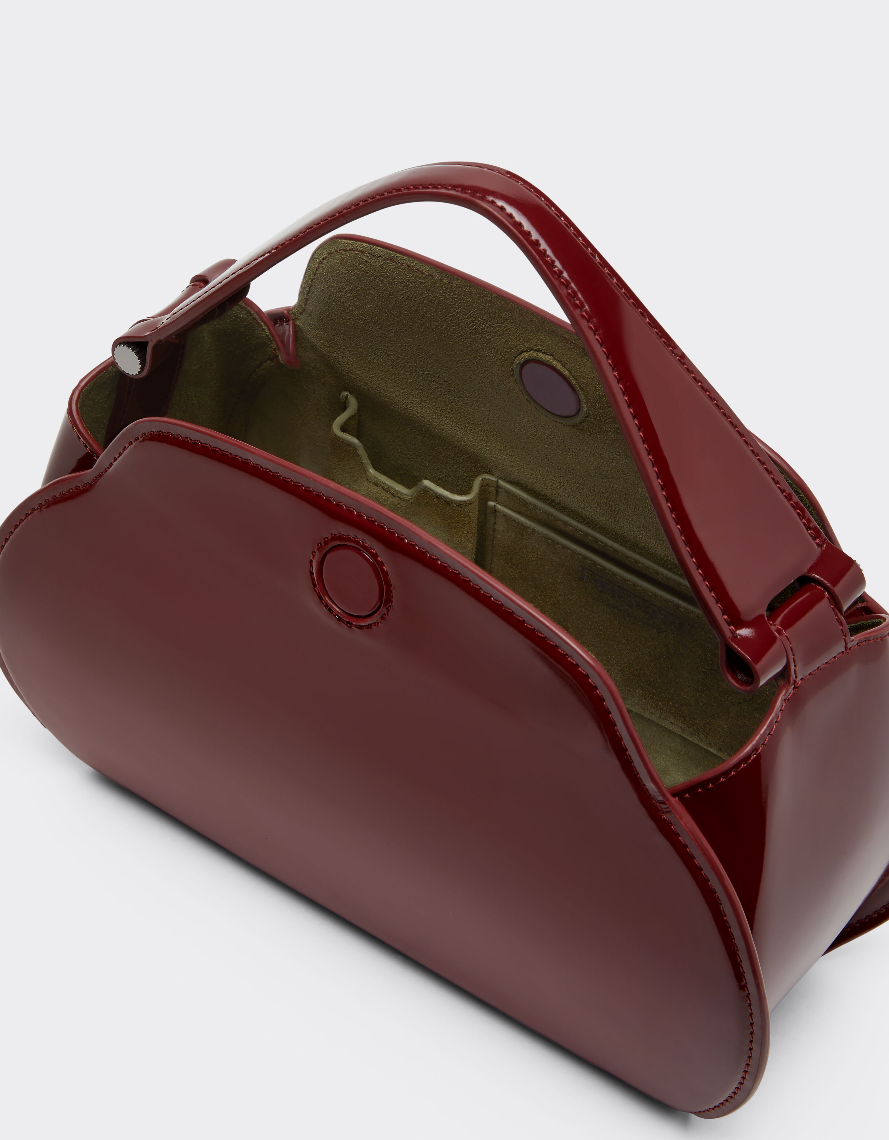 Ferrari Ferrari Dino top handle bag in glossy leather Cherry 49140f