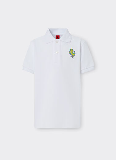 Ferrari Cotton piqué polo shirt with Prancing Horse patch Optical White 48531fK