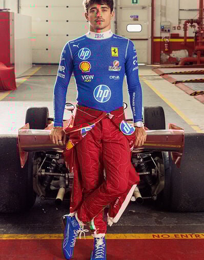 Ferrari Puma for Scuderia Ferrari HP Charles Leclerc Monza 2025 racing undersuit Blu Scozia LA0CMf
