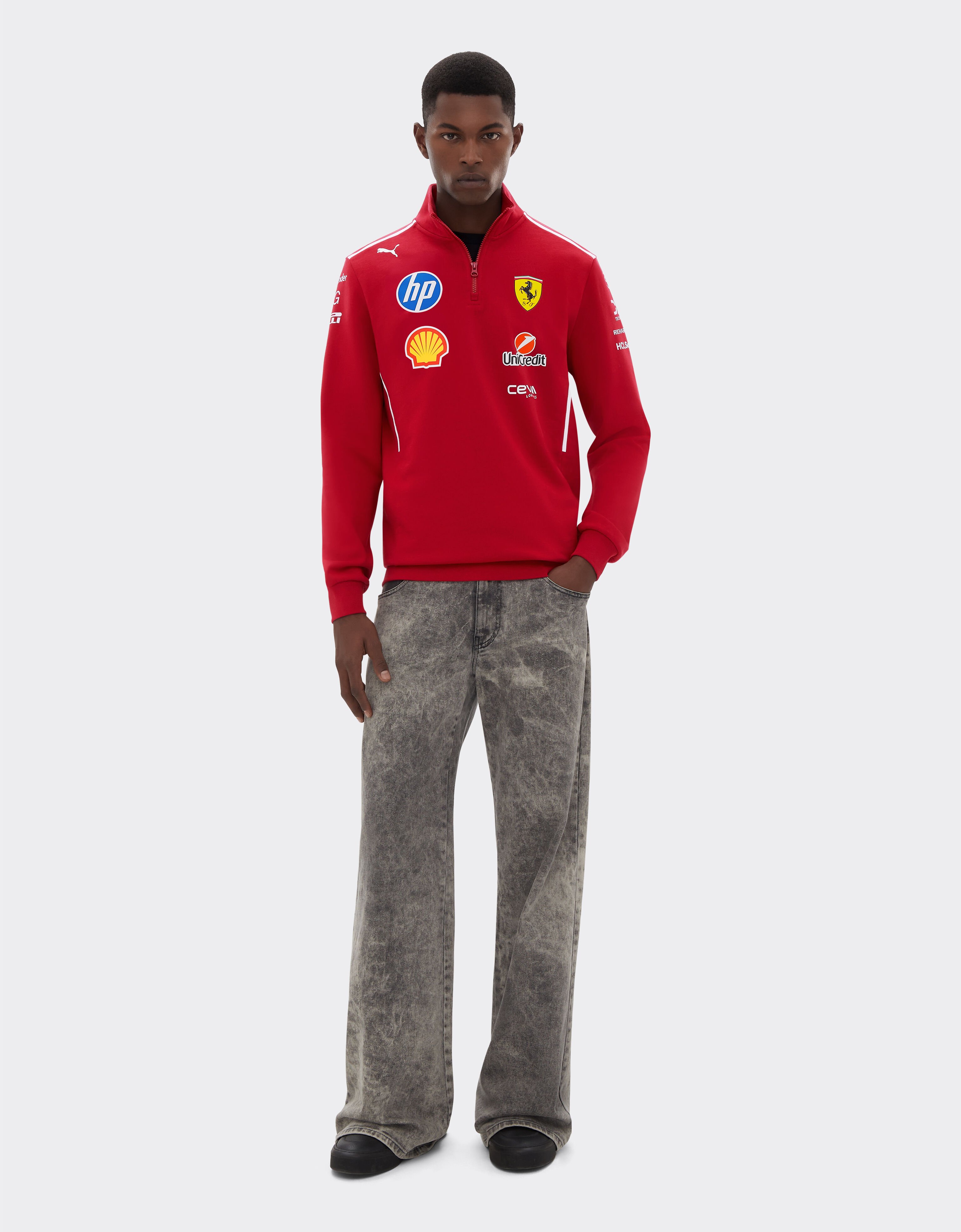 Ferrari 2025 Felpa con zip Team Puma per Scuderia Ferrari HP Cherry LA022f