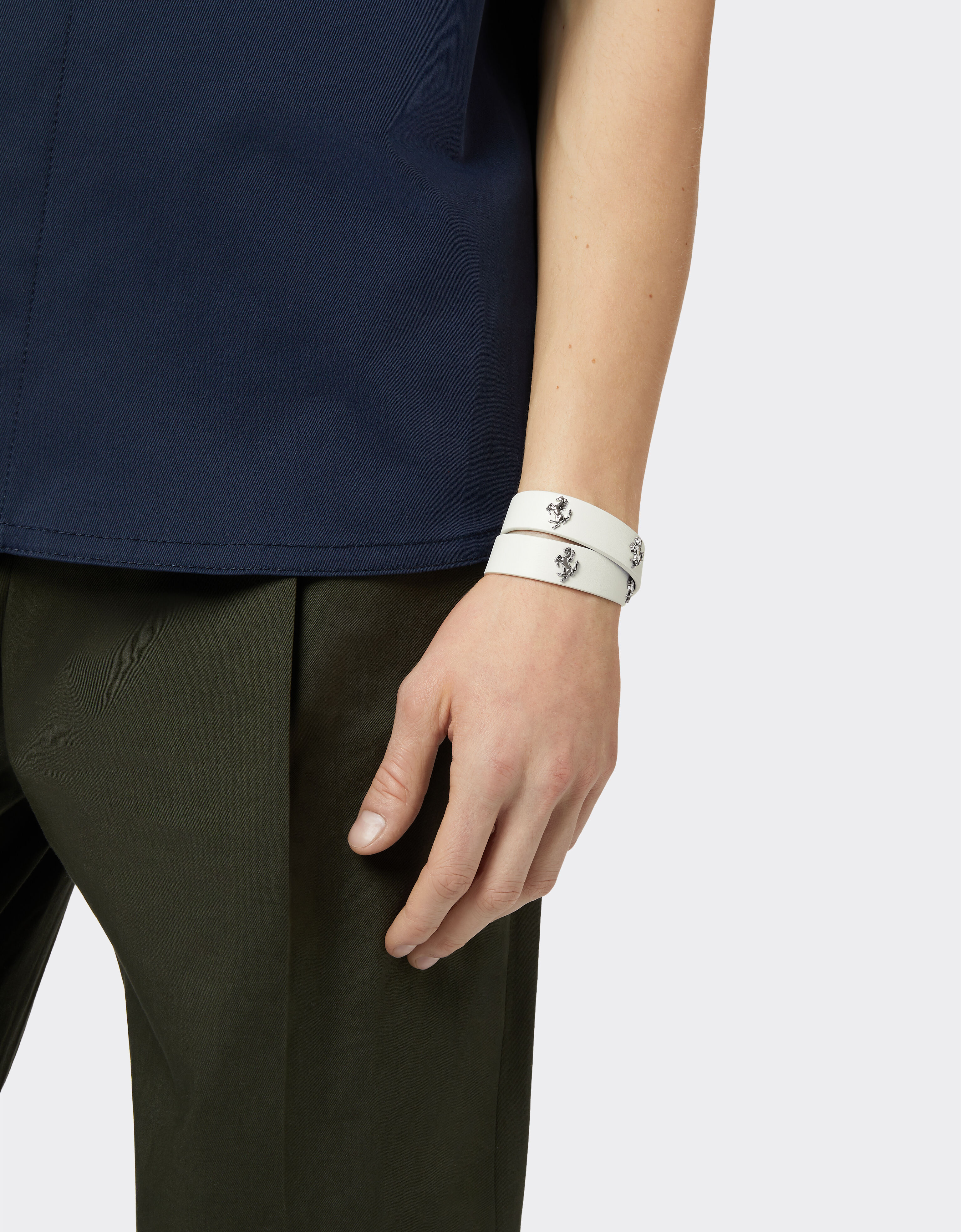 Ferrari White leather bracelet with studs Optical White 20256f