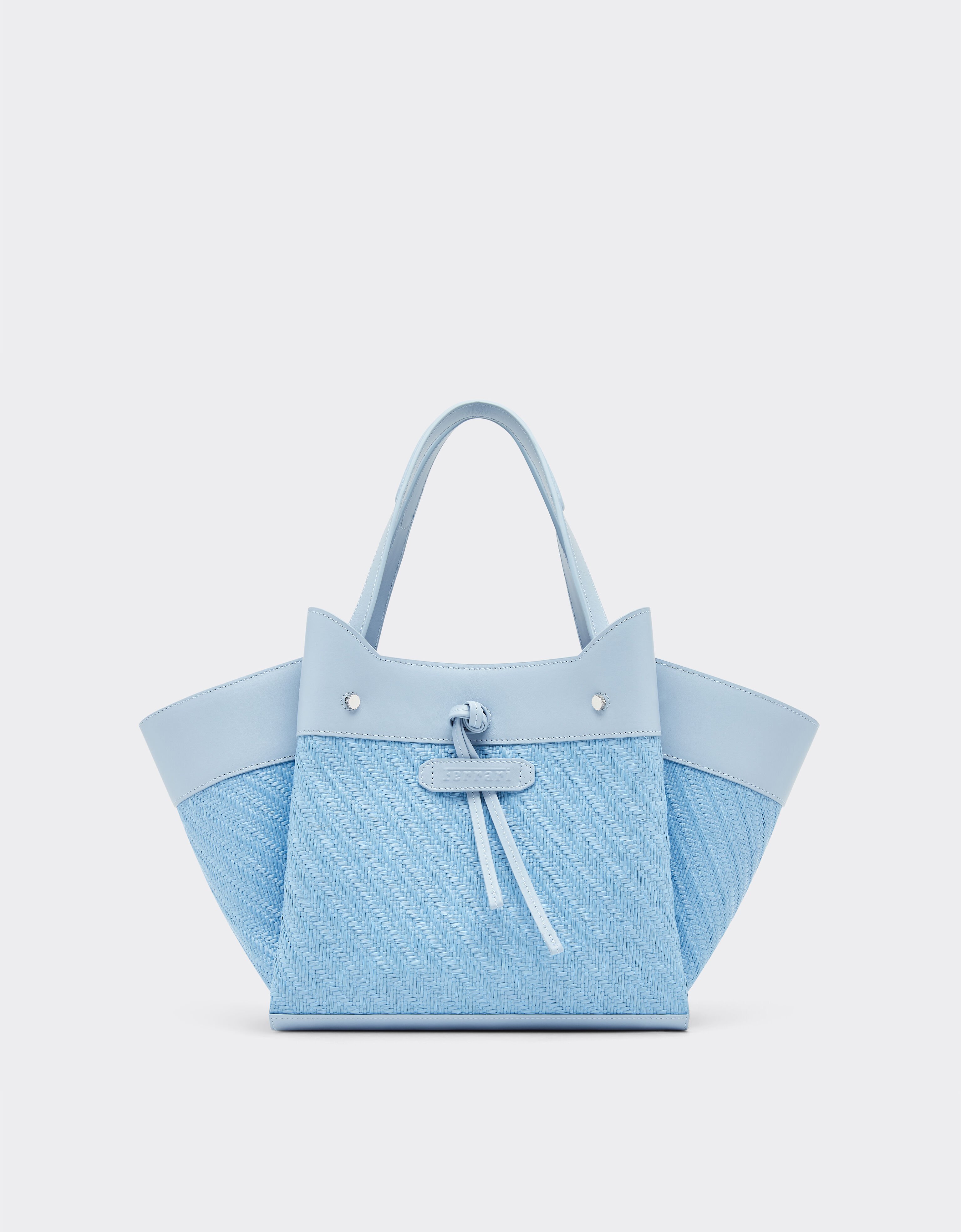 Ferrari Tote bag Ferrari piccola in rafia e pelle Blu Acciaio 49111f