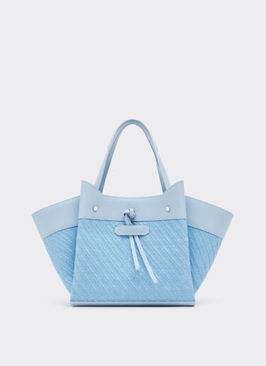 Tote bag Ferrari piccola in rafia e pelle Ferrari Tote bag Ferrari piccola in rafia e pelle Blu Acciaio 49111f