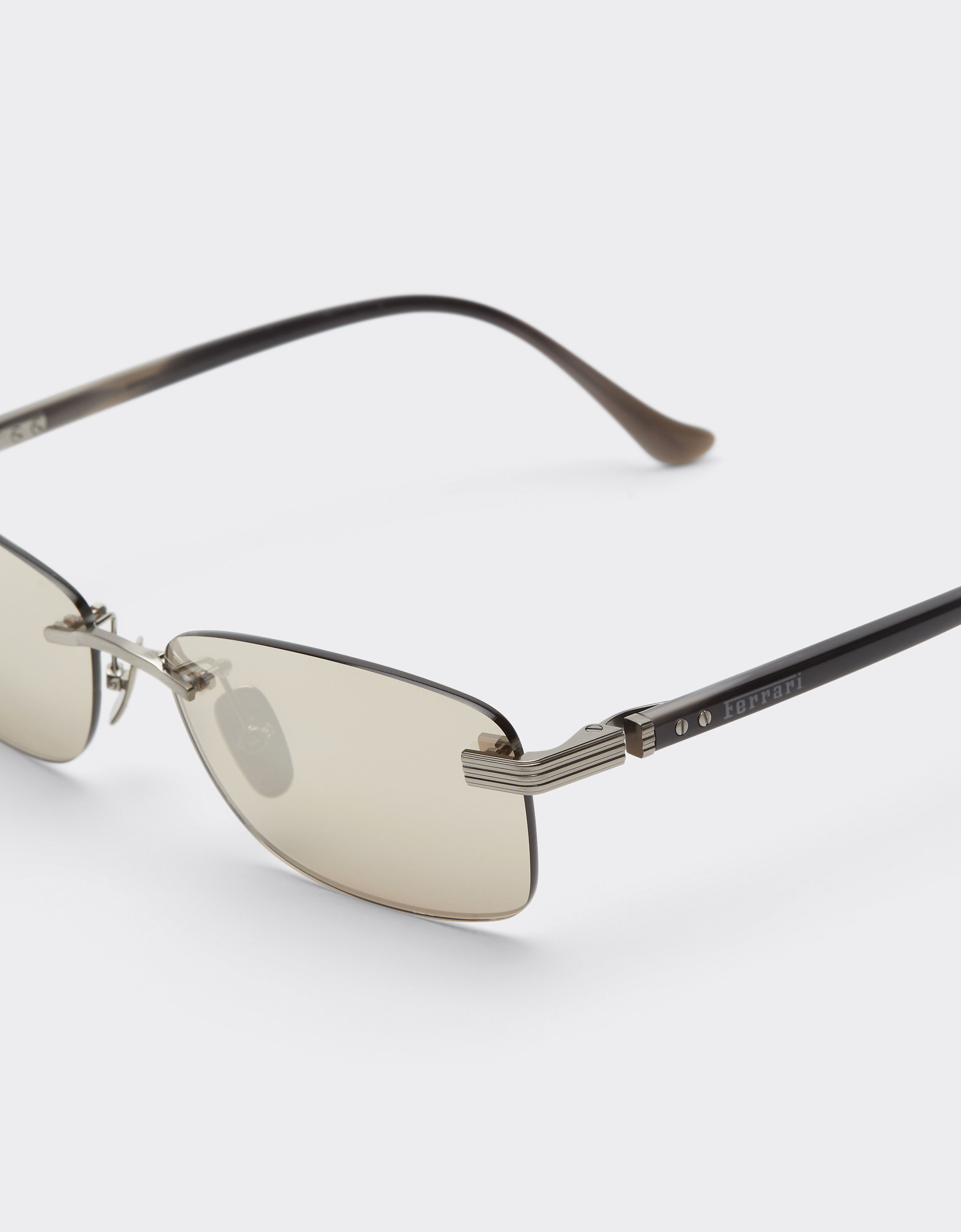 Ferrari Ferrari sunglasses in  brushed silver-colored titanium  and acetate with transparent gold lenses with white mirror coating Silver LA0L6f