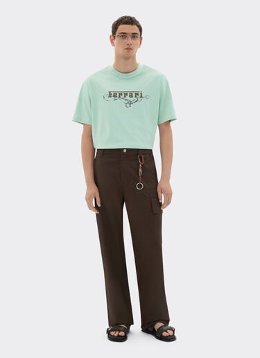 Cotton T-shirt with Ferrari embroidery Ferrari Cotton T-shirt with Ferrari embroidery Granite Green 50838f