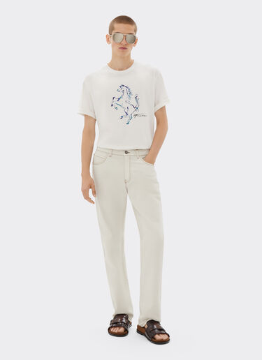 Ferrari Camiseta con gráficos de caballos rampantes Ecru 22055f