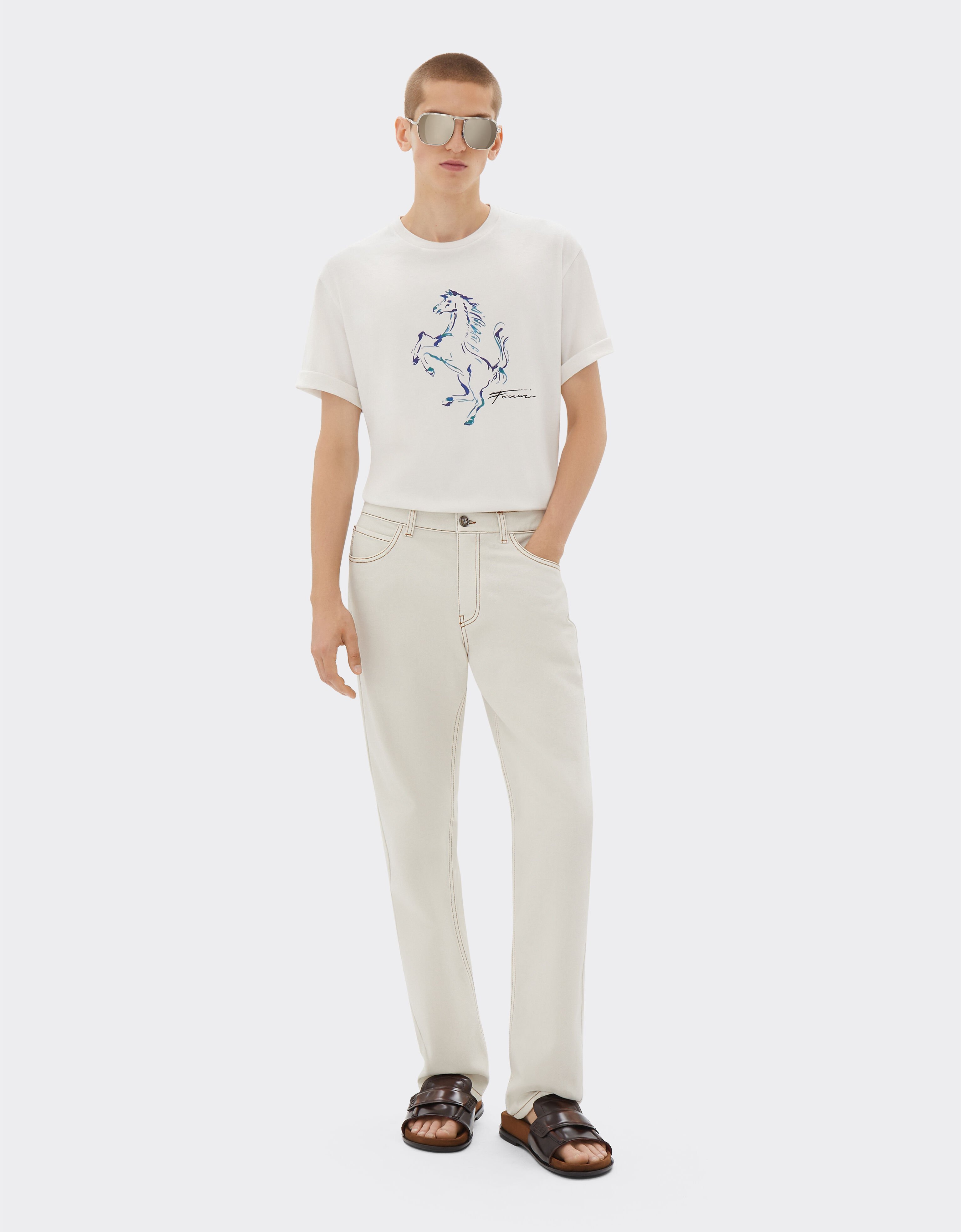 Ferrari Camiseta con gráficos de caballos rampantes Ecru 22055f