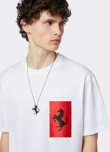 Ferrari Cotton T-shirt with Prancing Horse pocket Optical White 47824f
