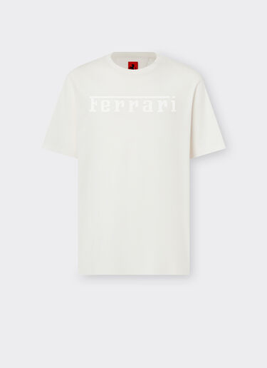 Ferrari T-shirt in cotone con logo Ferrari Avorio 21179f