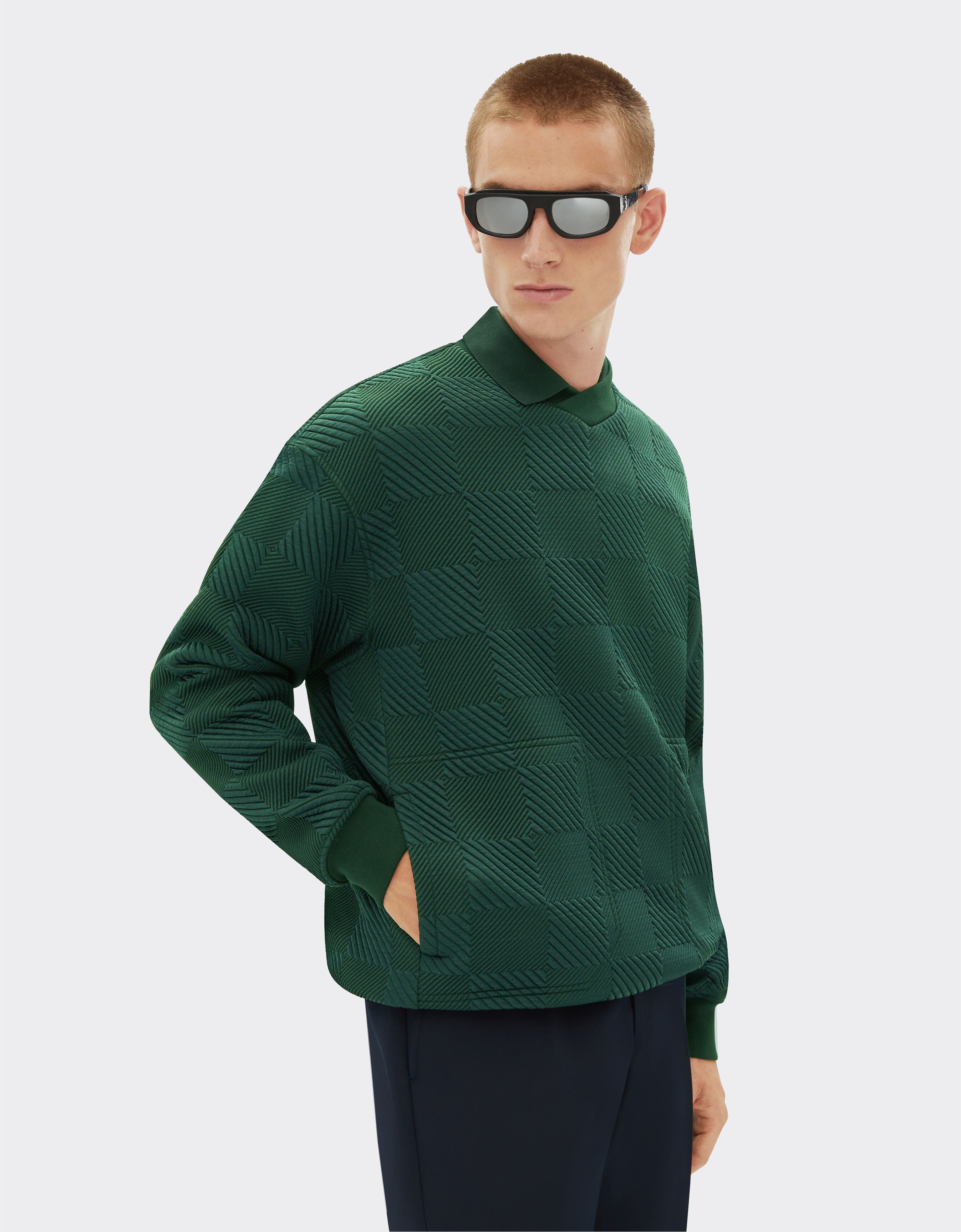 Ferrari Sudadera con efecto 3D y cuello en V Verde Ficus 21801f