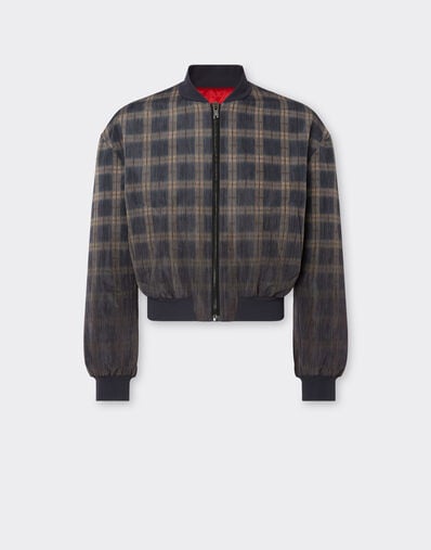 Ferrari Bomber in chiné check printed nylon Mahogany 22654f