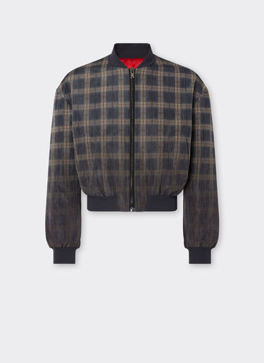 Ferrari Bomber in chiné check printed nylon Mahogany 22654f