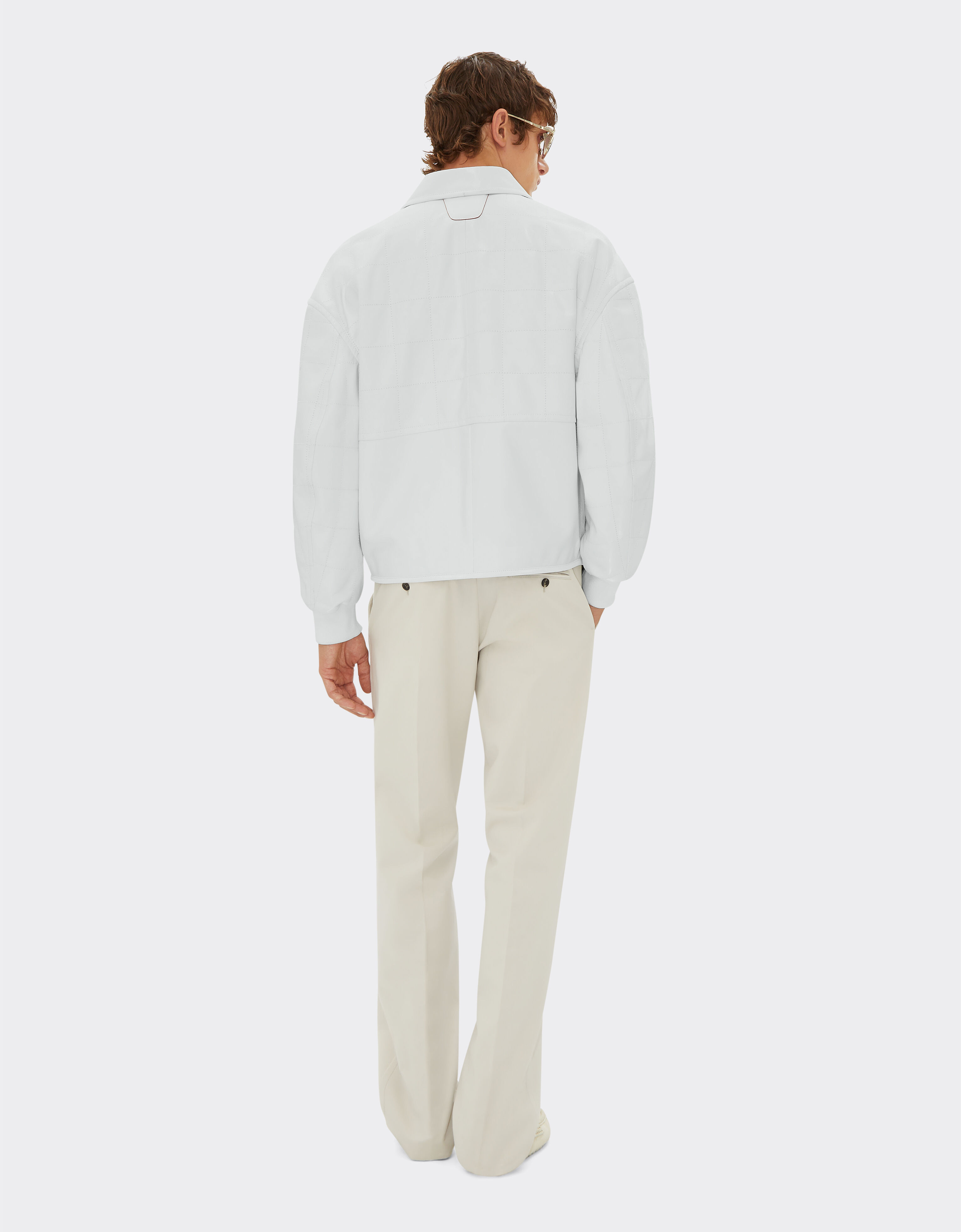 Ferrari Bomber in liquid leather Bianco Ottico 21774f
