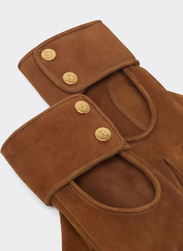 Ferrari Fingerless gloves in suede Hazelnut 22318f