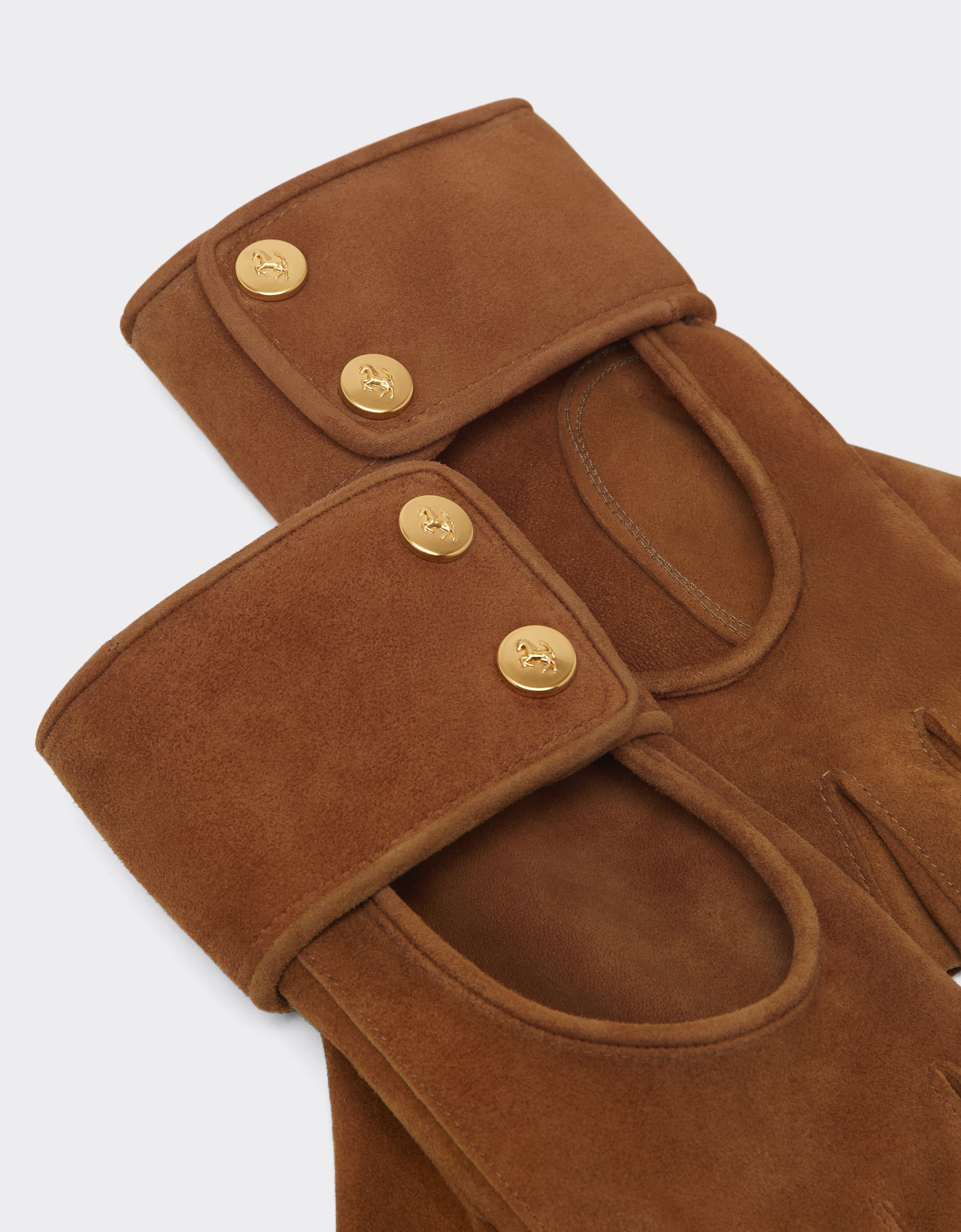 Ferrari Fingerless gloves in suede Hazelnut 22318f