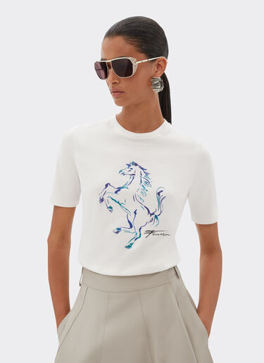 Ferrari T-shirt with Prancing Horse graphic Ecru 22059f