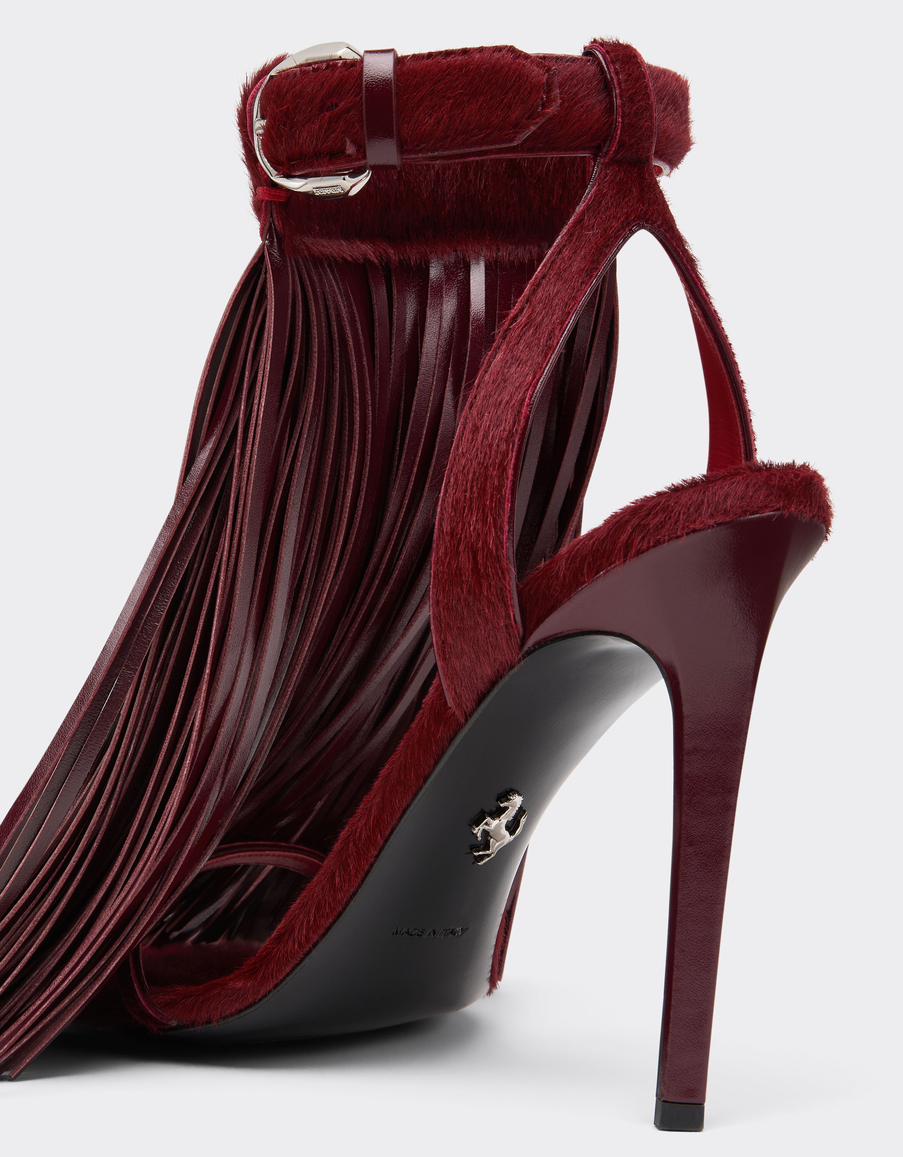Ferrari Leather and cowhide sandals with fringes Cherry 49742f
