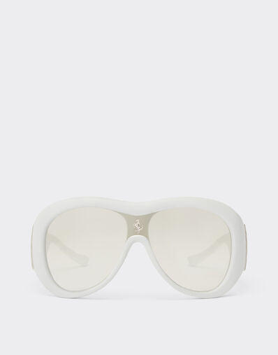 Ferrari Limited Edition Ferrari white leather covered sunglasses with silver mirror lens Black F1581f