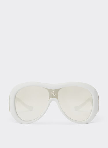 Ferrari Limited Edition Ferrari white leather covered sunglasses with silver mirror lens Optical White F1246f