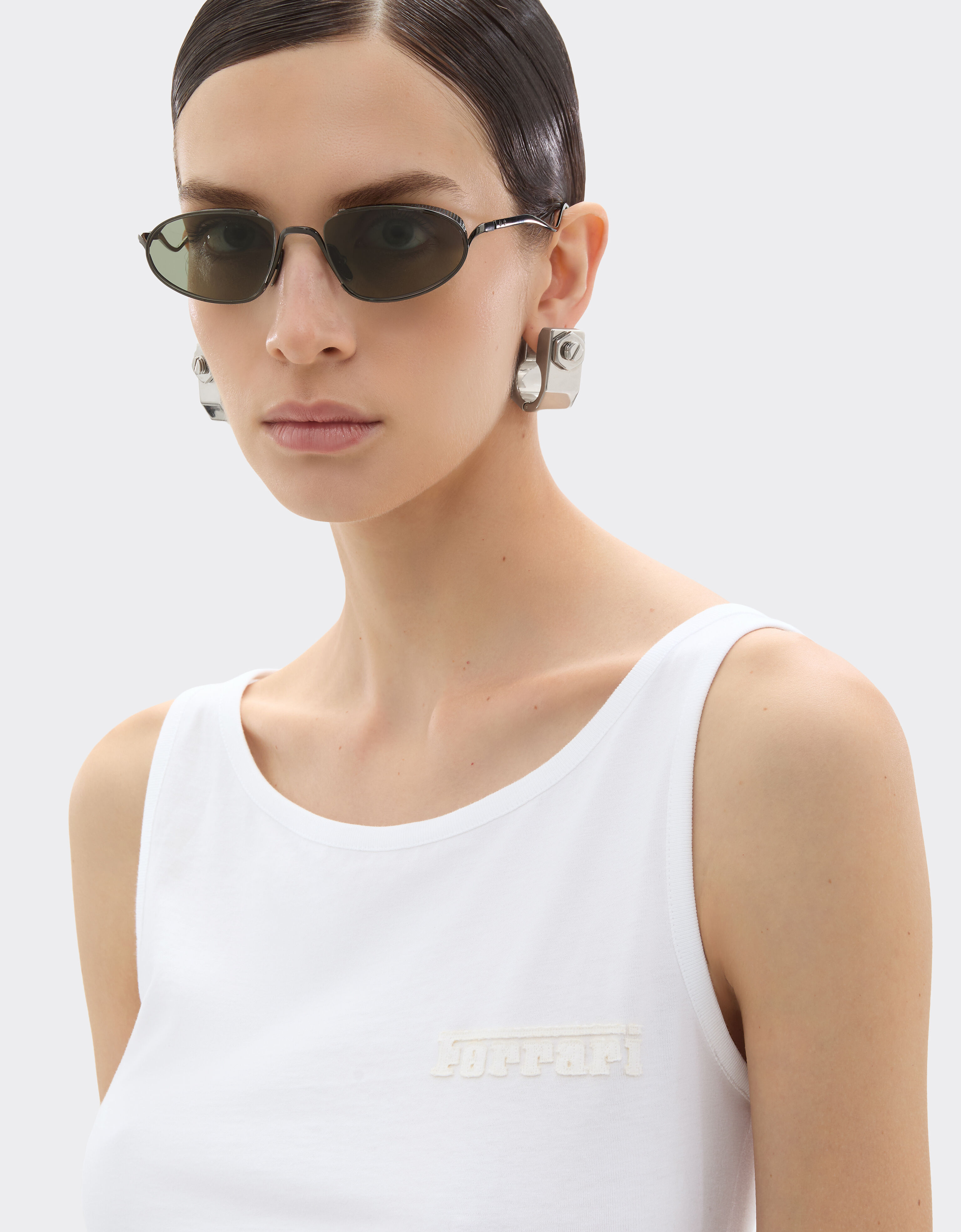 Ferrari Cotton tank top with Ferrari logo Optical White 50848f