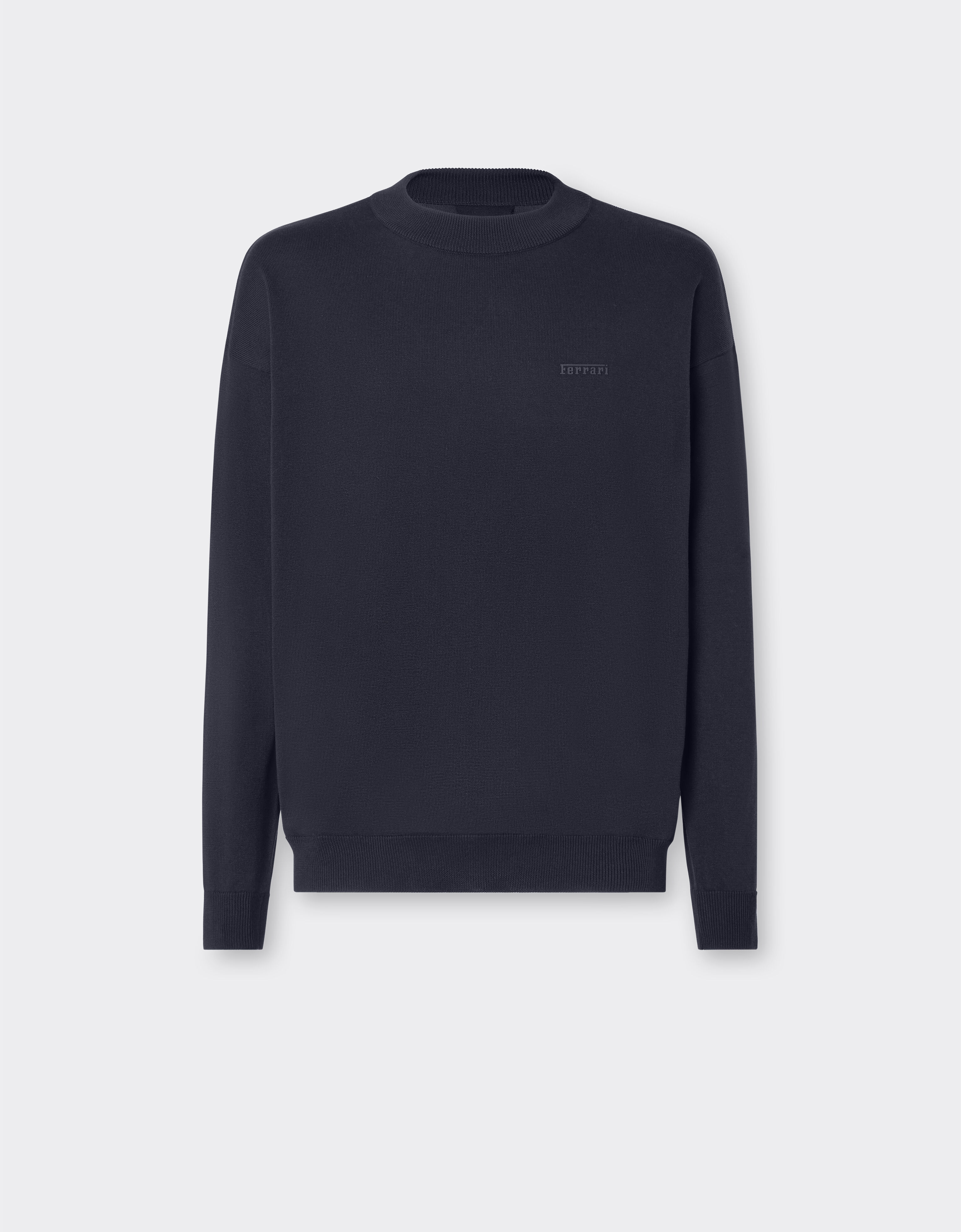 Ferrari Camisa de manga larga de algodón y seda Navy 48378f