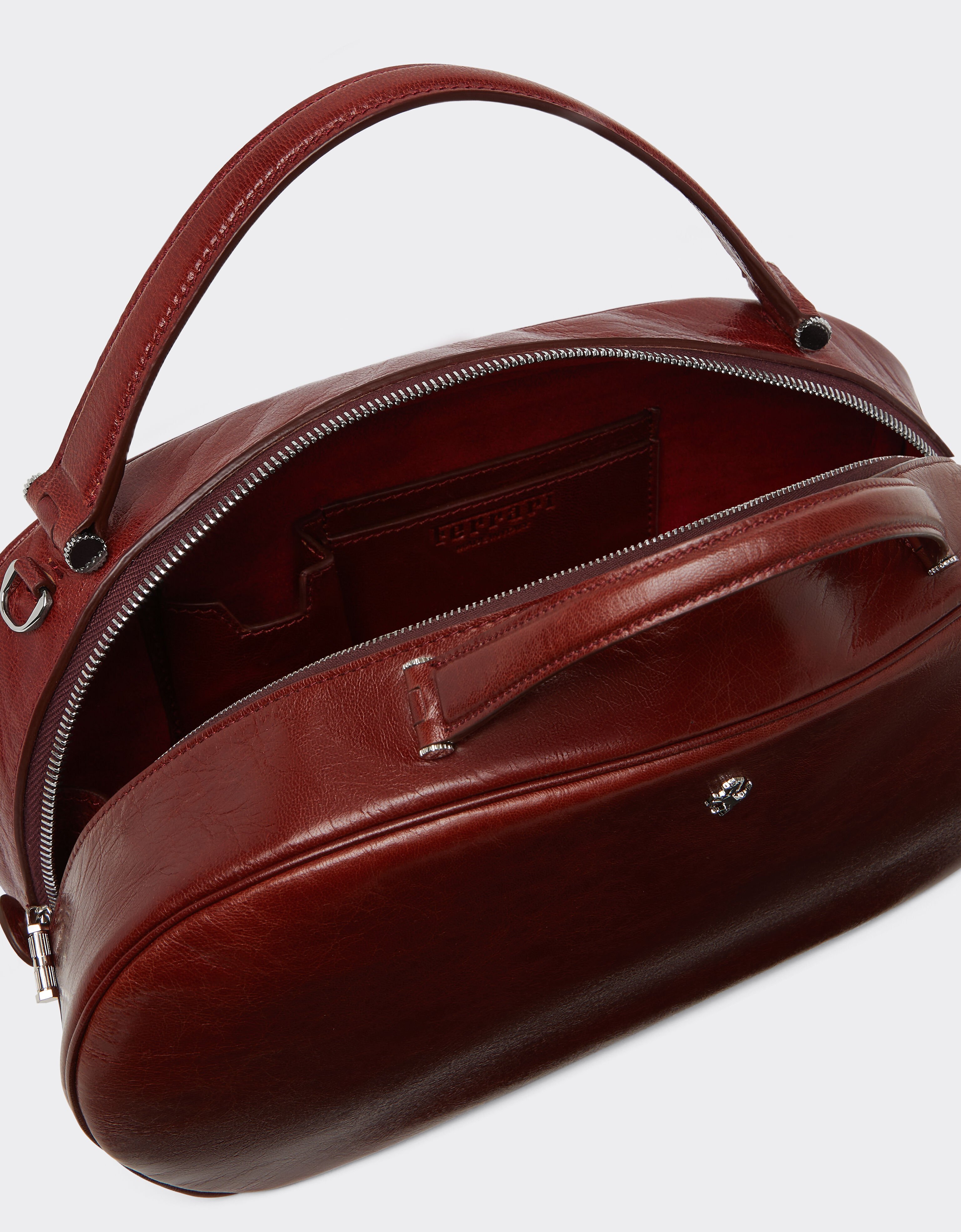 Ferrari Le mini sac bowling Ferrari Dino en cuir semi-brillant Fired Brick 51009f