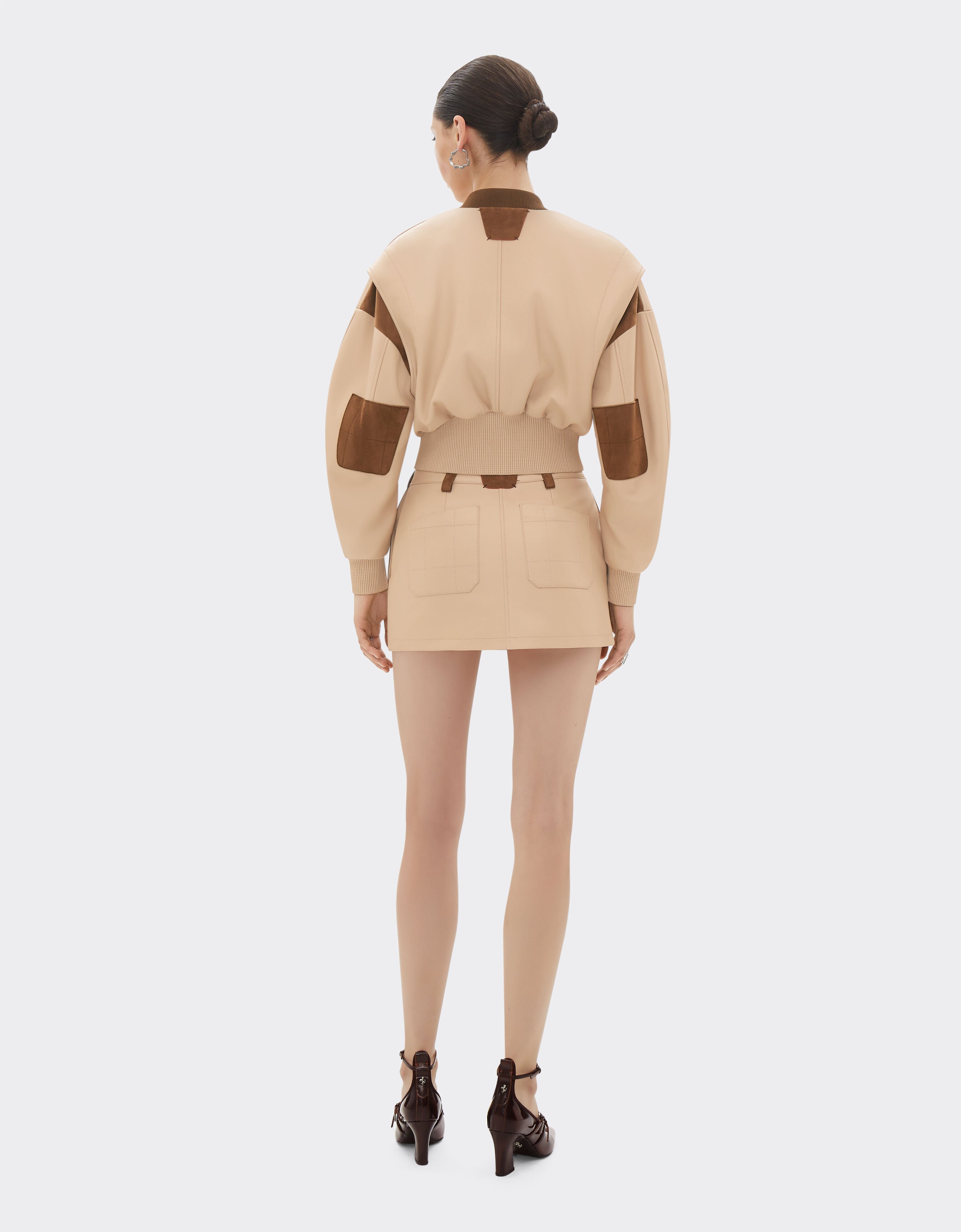 Ferrari Mini skirt in nappa and suede Chalk 22590f