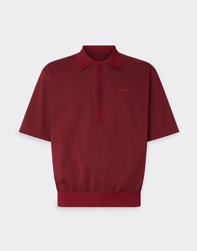 Ferrari Cotton polo shirt with 7X7 check motif Mahogany 22515f