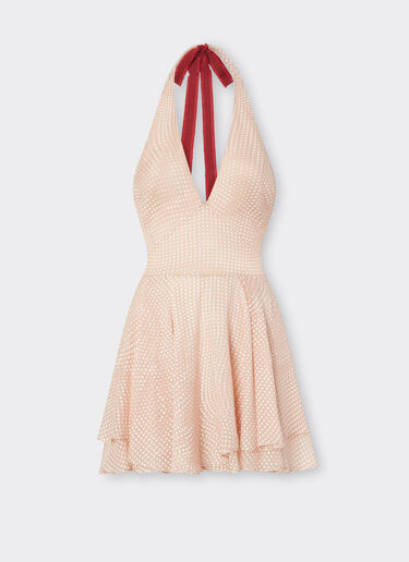 Ferrari Abito mini in voile di seta con stampa Cavallino Dots Nude 22447f