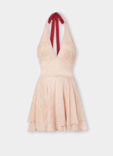 Abito mini in voile di seta con stampa Cavallino Dots Ferrari Abito mini in voile di seta con stampa Cavallino Dots Nude 22447f