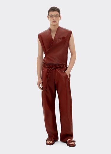 Ferrari Gilet en cuir ciré Fired Brick 50928f